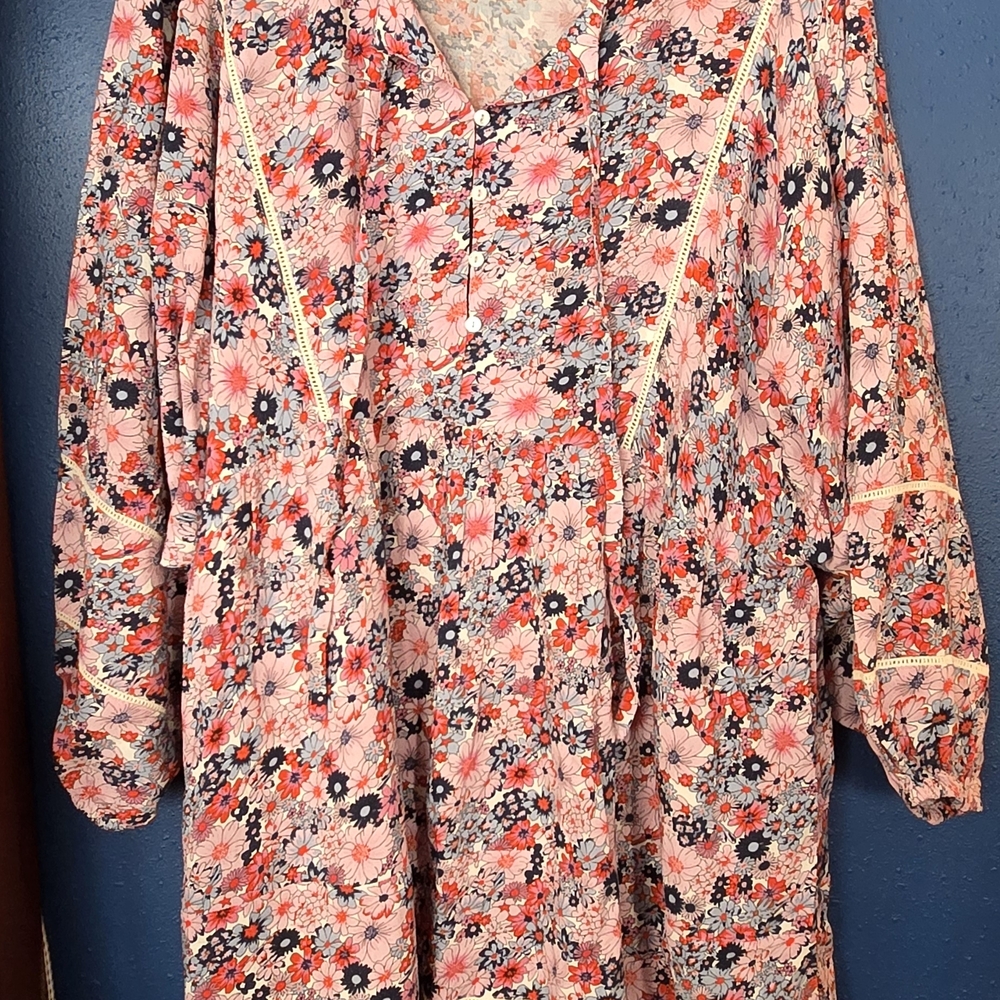 NATURAL LIFE Floral Midi Dress - Pink and Blue